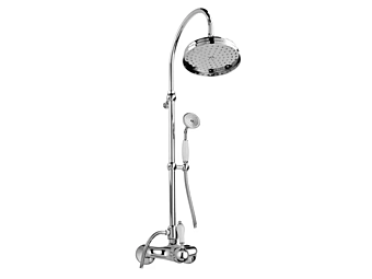 Wall mounted steel shower panel with hand shower Gaia Mobili Phoenix factory GAIA from Italy