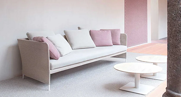 Three-Seater Garden Sofa in Fabric Teatime by PAOLA LENTI B56C factory PAOLA LENTI from Italy. Foto №2