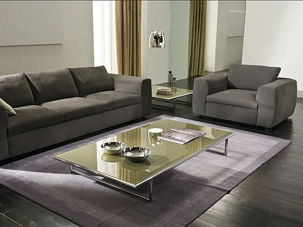 Rectangular coffee table with leather top I 4 Mariani Kristall factory i 4 Mariani from Italy. Foto №4
