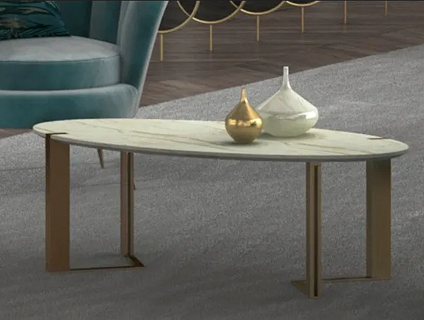 Oval coffee table with gold finish CASA +39 C22702 factory CASA +39 from Italy. Foto №1