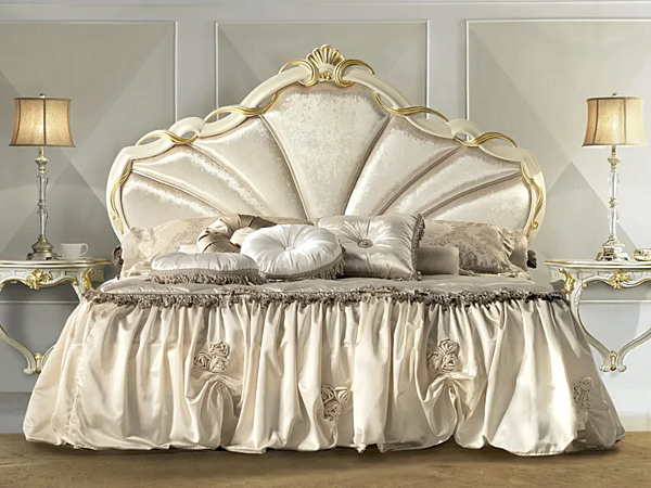 Wooden double bed with upholstered headboard CASA +39 ROSSINI 2504 factory CASA +39 from Italy. Foto №1