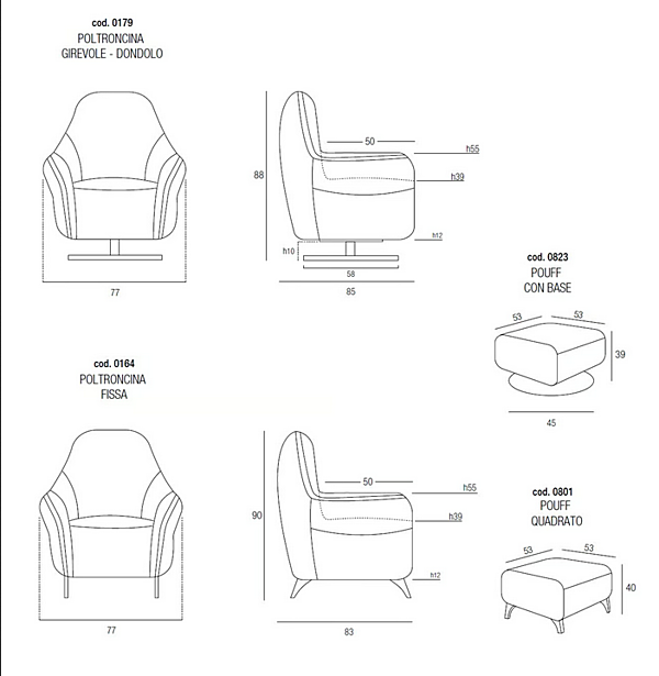 Swivel fabric armchair with armrests Egoitaliano Felicity factory Egoitaliano from Italy. Foto №3