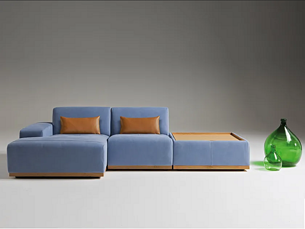 Modular leather sofa with chaise longue Egoitaliano Kongens factory Egoitaliano from Italy. Foto №1