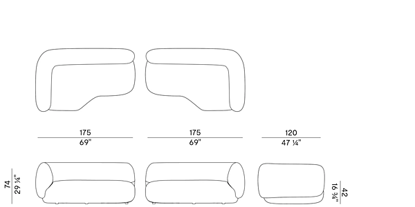 Modular fabric sofa with soft back Potocco Jade 953 D 953/D factory POTOCCO from Italy. Foto №9