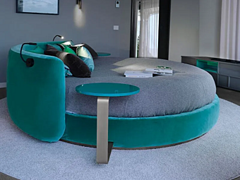 Round fabric bed with upholstered back Softhouse Circle factory SOFTHOUSE from Italy