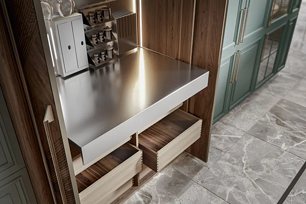 Custom Walnut Kitchen with Island Old Line Glamour 2.0 factory Oldline from Italy. Foto №4