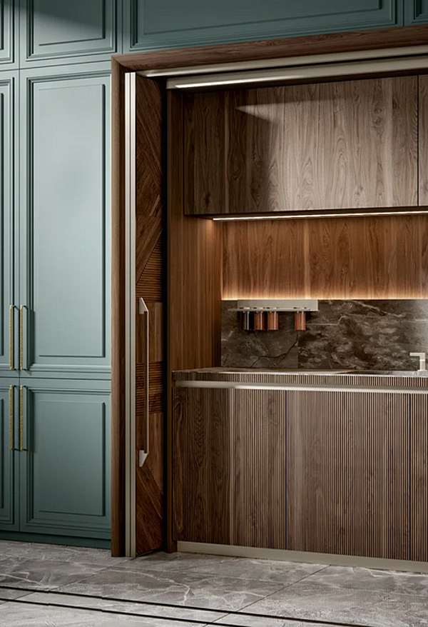 Custom Walnut Kitchen with Island Old Line Glamour 2.0 factory Oldline from Italy. Foto №5