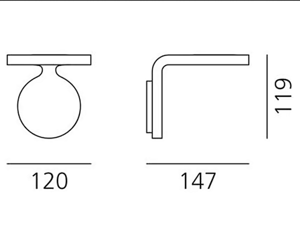 Aluminium wall light Rea Artemide 1614010A, 1615010A factory Artemide from Italy. Foto №6