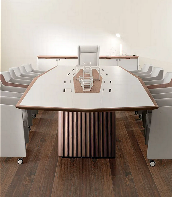 Rectangular leather meeting table with cable management i 4 Mariani Master factory i 4 Mariani from Italy. Foto №4