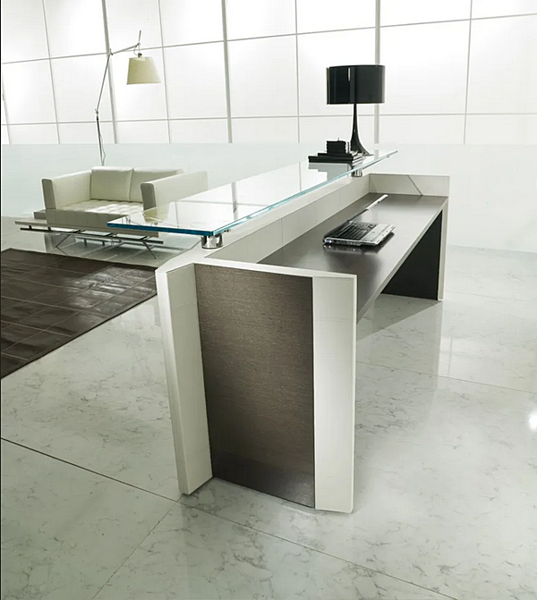 Reception desk wood and glass I 4 Mariani Symetria factory i 4 Mariani from Italy. Foto №4