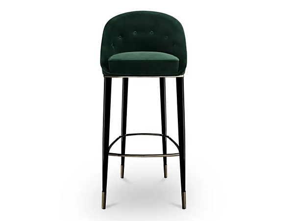 High Velvet Upholstered Stool with Back BRABBU Malay factory BRABBU from Italy. Foto №1