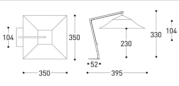 Square Anodized Aluminium Garden Umbrella Varaschin Copacabana 4754, 4756 factory VARASCHIN from Italy. Foto №5