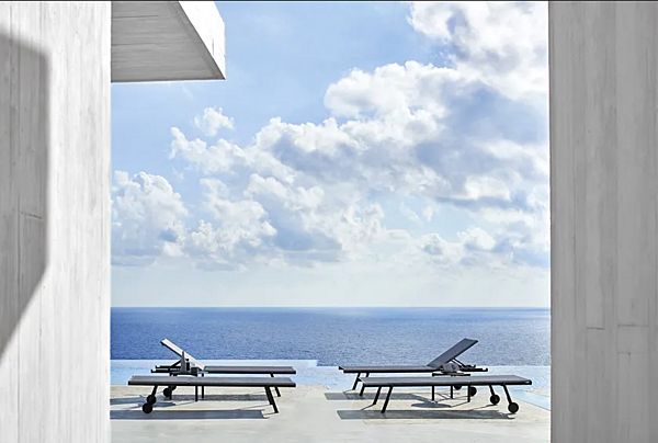 Recliner sun lounger with castors powder coated aluminium VARASCHIN Bahia 2260 factory VARASCHIN from Italy. Foto №17