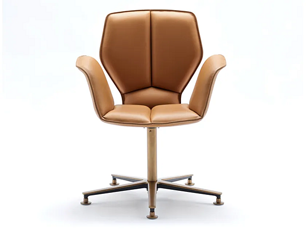 Swivel leather office chair with armrests 5 spoke base FASEM Fosca Big FOSCA BIG ABF factory FASEM from Italy. Foto №6