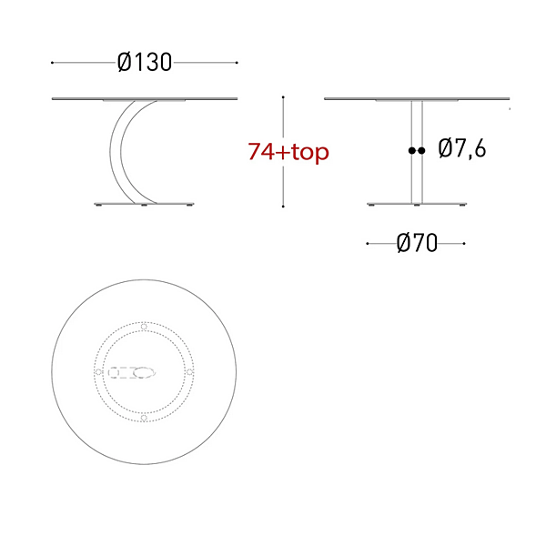 Round steel garden table Flexion VARASCHIN factory VARASCHIN from Italy. Foto №7