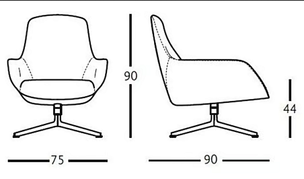 Swivel Bergere Armchair with Upholstered Back Kent 895 ZANOTTA factory ZANOTTA from Italy. Foto №2