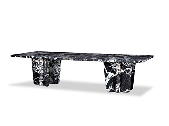 Rectangular wooden table with upholstered back Baxter Kate factory BAXTER from Italy