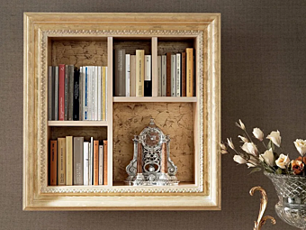 Open wall-mounted bookcase in wood Modenese Luxury Interiors 13133 factory MODENESE GASTONE from Italy