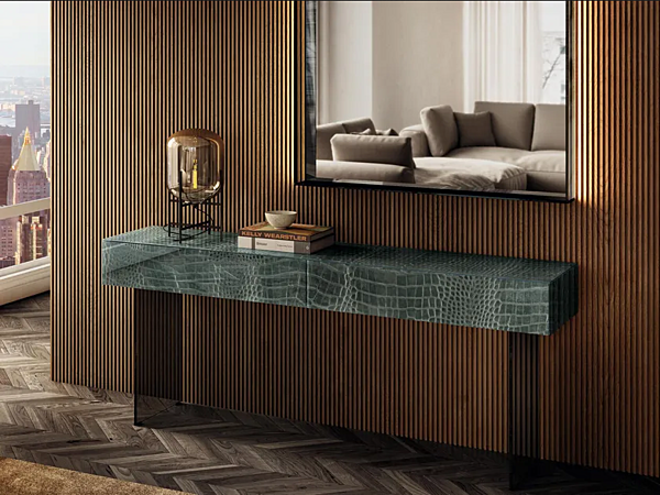 Rectangular glass console table LAGO Materia 1475 1475 factory LAGO from Italy. Foto №1