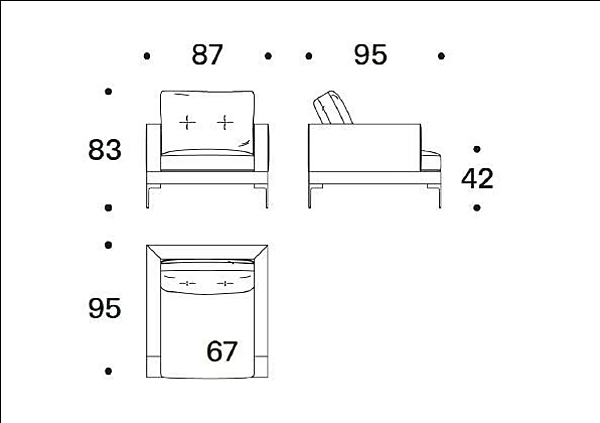 Fabric armchair with removable cover and armrests Saba Essentiel factory SABA from Italy. Foto №4