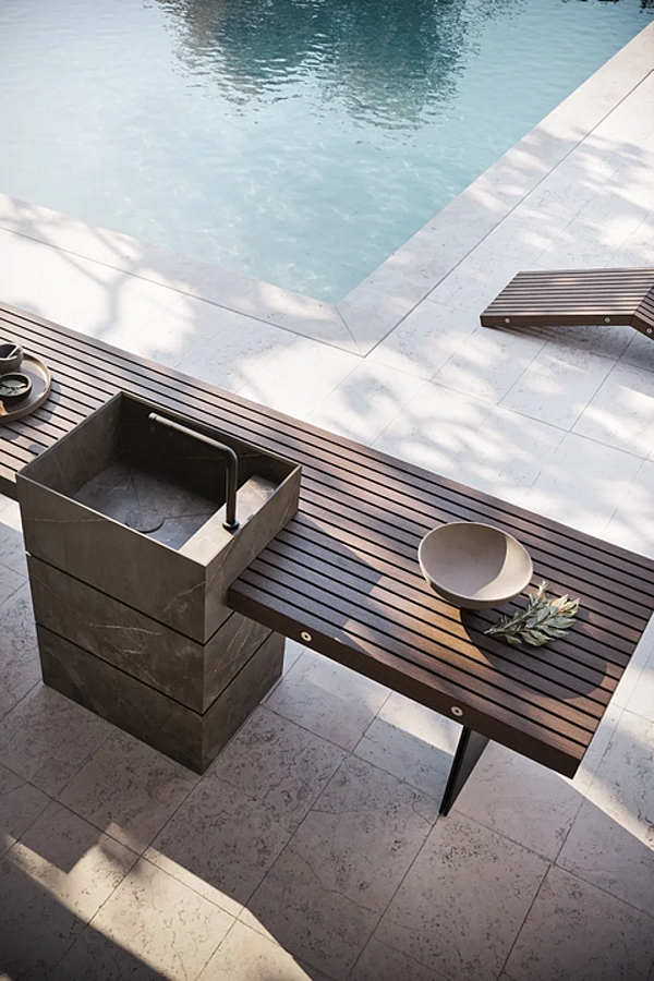Outdoor Kitchen Project 01 Stoneware and Wood MODULNOVA factory Modulnova from Italy. Foto №6