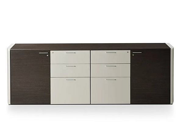 Low wooden office storage unit upholstered in leather I 4 Mariani De Symetria factory i 4 Mariani from Italy. Foto №2