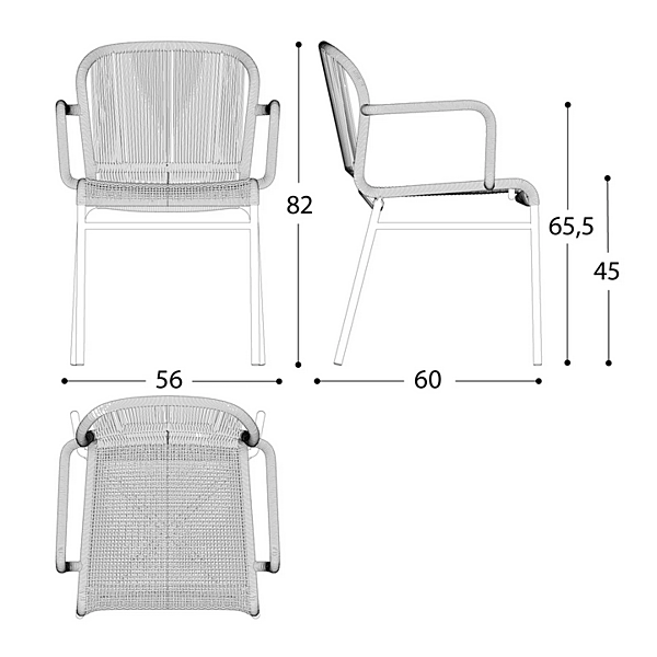 Garden chair with armrests synthetic fibre VARASCHIN Cricket 1480, 1480L factory VARASCHIN from Italy. Foto №4