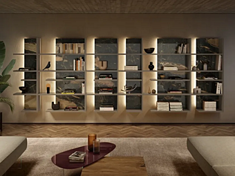 Floating glass bookcase Pentagram 1456 LAGO