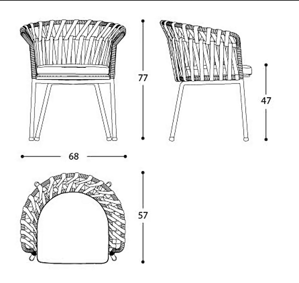 Aluminium garden chair with armrests VARASCHIN Emma Cross 24810/24811, 24810L/24811L factory VARASCHIN from Italy. Foto №33