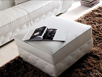 Upholstered Leather Pouf Lapo Quilt CORTEZARI