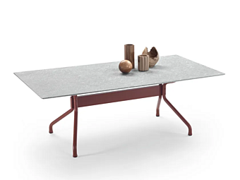 Stainless steel garden table with stone top FLEXFORM Academy 2A1L6, 2A1L7 Stainless steel garden table with stone top FLEXFORM Academy 2A1L6, 2A1L7 factory FLEXFORM from Italy