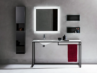 Vanity unit with painted steel console and opalite frame washbasin ARTELINEA AL 552 Vanity unit with painted steel console and opalite frame washbasin ARTELINEA AL 552 factory ARTELINEA from Italy