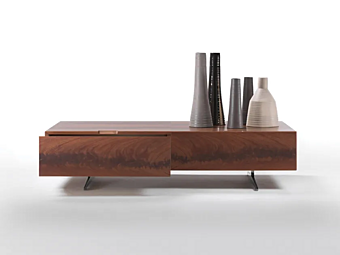 Low mahogany coffee table with storage FLEXFORM Piuma factory FLEXFORM from Italy