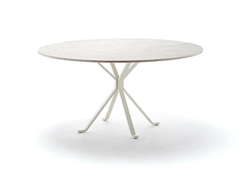 Round glass dining table with steel base FASEM Crab