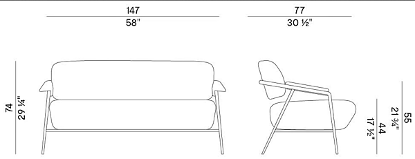 Fabric small sofa with soft back Potocco Stay 909 D 909D factory POTOCCO from Italy. Foto №4