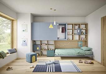 Modular bookcase in wood Nidi Holly collection factory nidi from Italy