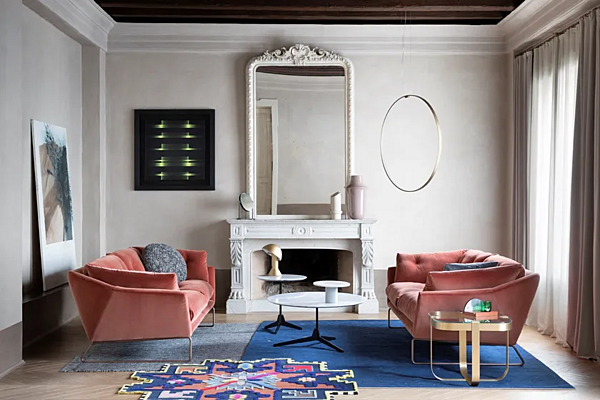 Three-seater fabric sofa with sled base Saba New York Suite factory SABA from Italy. Foto №11