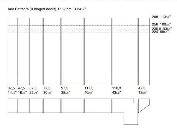 Sectional wardrobe Aria Kristalia with sliding doors and wooden finish factory Kristalia from Italy. Foto №9