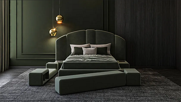 Upholstered fabric double bed CASA +39 Concept 01 ECO001 factory ENCORE (by CASA +39) from Italy. Foto №7