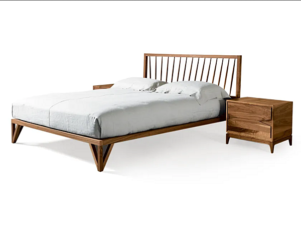 Wooden double bed with upholstered headboard DALE Leggiadro P 120 factory DALE from Italy. Foto №2