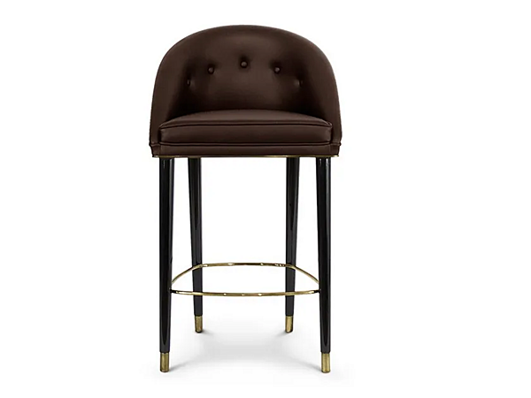 High Velvet Upholstered Stool with Back BRABBU Malay factory BRABBU from Italy. Foto №2