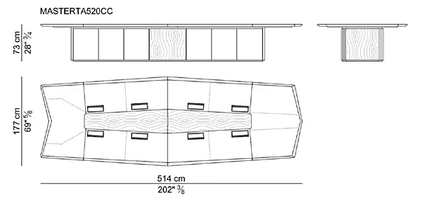 Rectangular leather meeting table with cable management i 4 Mariani Master factory i 4 Mariani from Italy. Foto №5