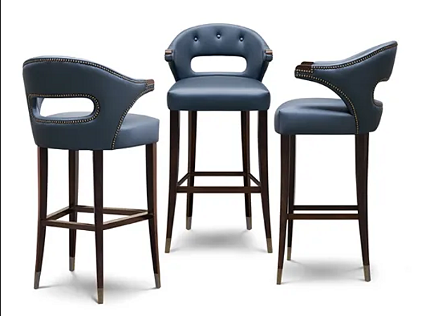 High upholstered stool with back BRABBU Nanook factory BRABBU from Italy. Foto №5