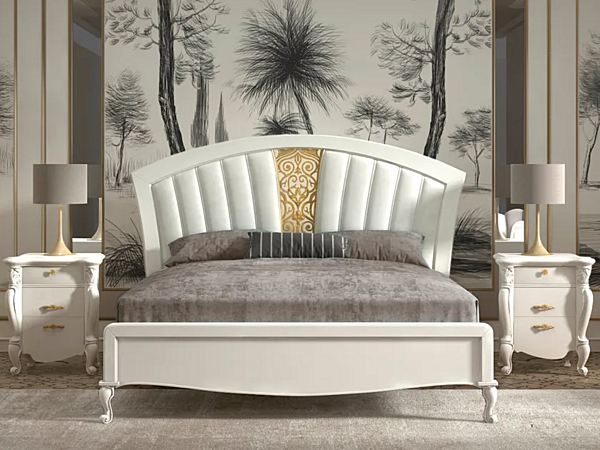 Upholstered wooden double bed with high backrest CASA +39 SMERALDO C22024 factory CASA +39 from Italy. Foto №1