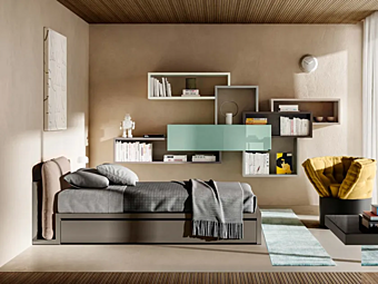 Kids single bed with upholstered headboard LAGO Young Lagolinea 1271 Kids single bed with upholstered headboard LAGO Young Lagolinea 1271 factory LAGO from Italy