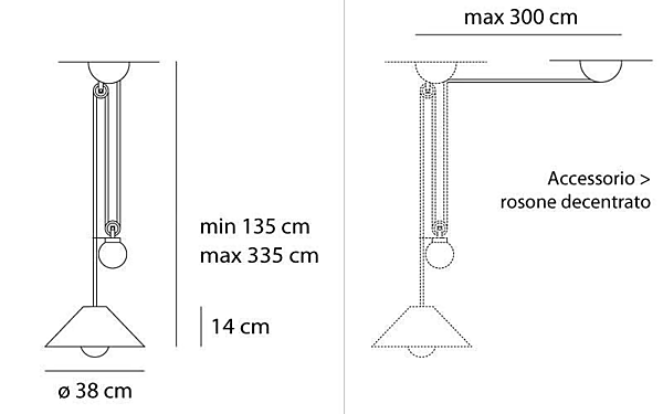 Halogen Metal Pendant Lamp Aggregato Saliscendi Cono Artemide A089860, A089700, A033100, A089400 factory Artemide from Italy. Foto №9