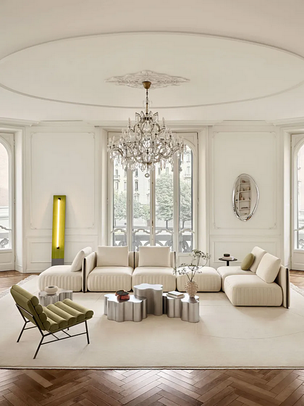 Sectional sofa with removable cover fabric Saba Metis factory SABA from Italy. Foto №2