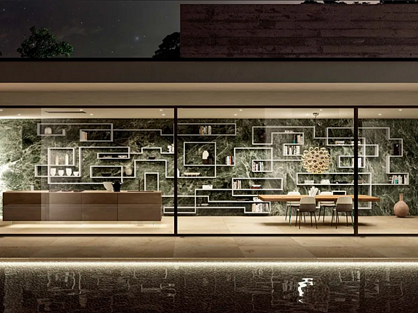 Sectional bookcase in wood LAGO Lagolinea 1216 factory LAGO from Italy. Foto №1