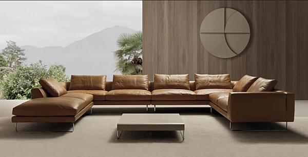 Coffee Table in Low Tanned Leather and Steel by i 4 Mariani ADD LOOK factory i 4 Mariani from Italy. Foto №5