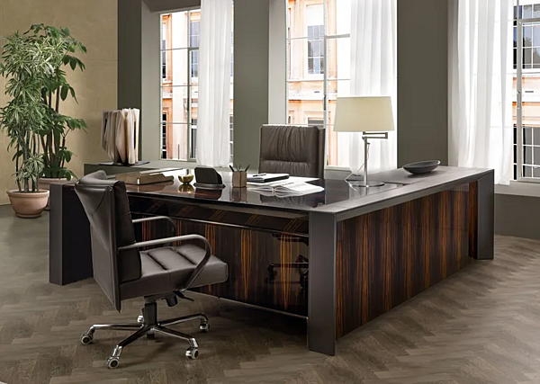 L Shaped Leather Executive Desk Meteora I 4 Mariani factory i 4 Mariani from Italy. Foto №6